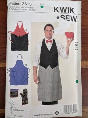 Kwik Sew 3613 Pattern for Aprons, Oven Mitts, Pot Holder, Appliques - Uncut